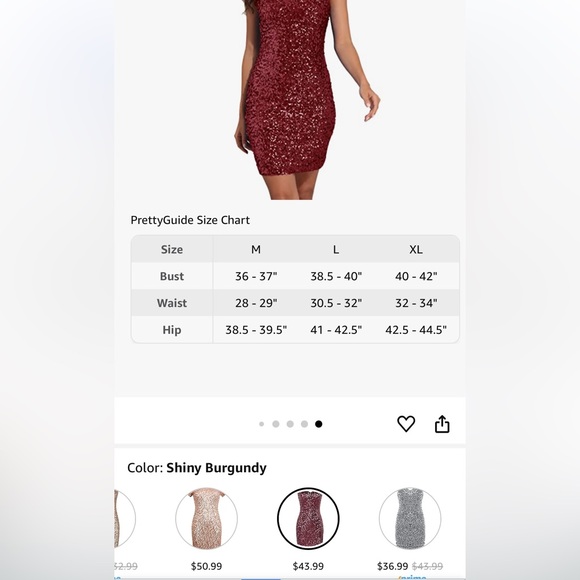 NWOT Women's Deep V Neck Burgundy Sequin Mini Dress Large - Picture 4 of 4